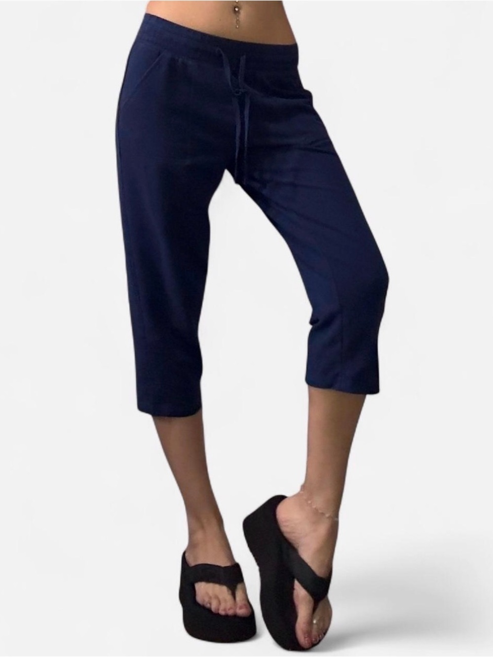 Y2K Women's Navy Capri Sweats - Picture 2 of 7